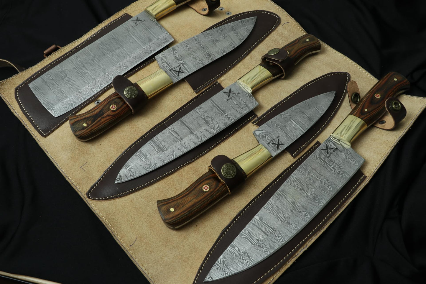 Chef's Edge 5 - Piece Damascus Knife Set - Chef's Edge