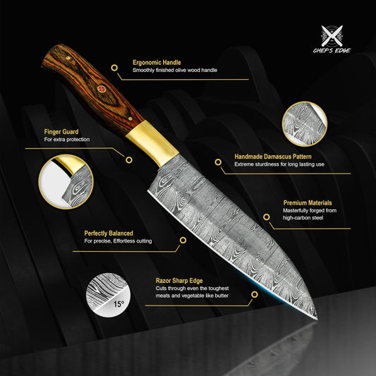 Chef's Edge 5 - Piece Damascus Knife Set - Chef's Edge