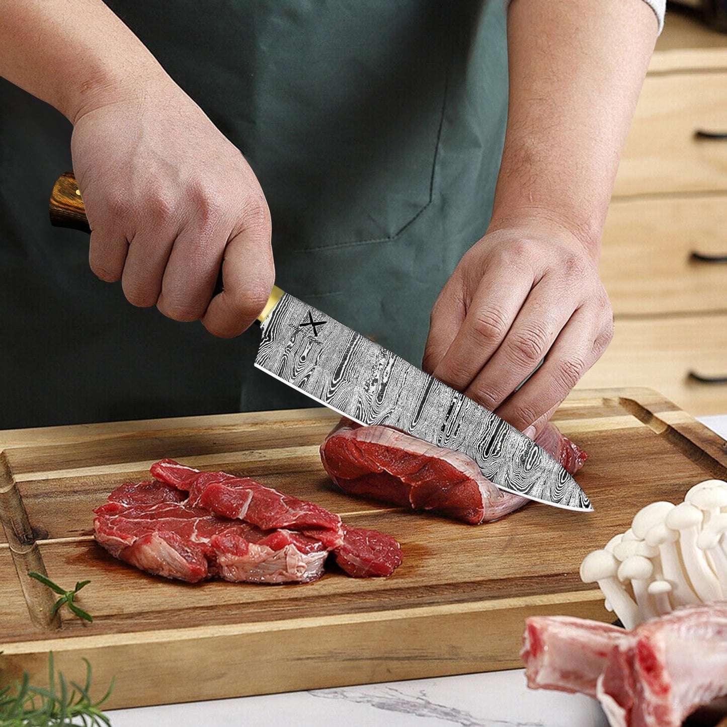 Golden Damascus Chef's Knife - Chef's Edge