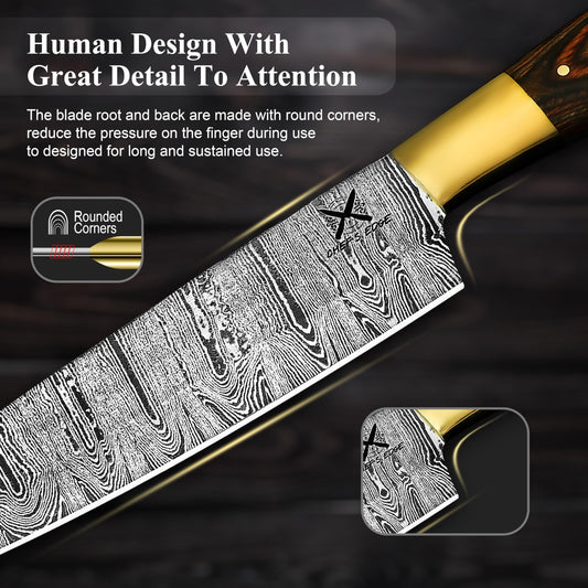 Golden Damascus Chef's Knife - Chef's Edge