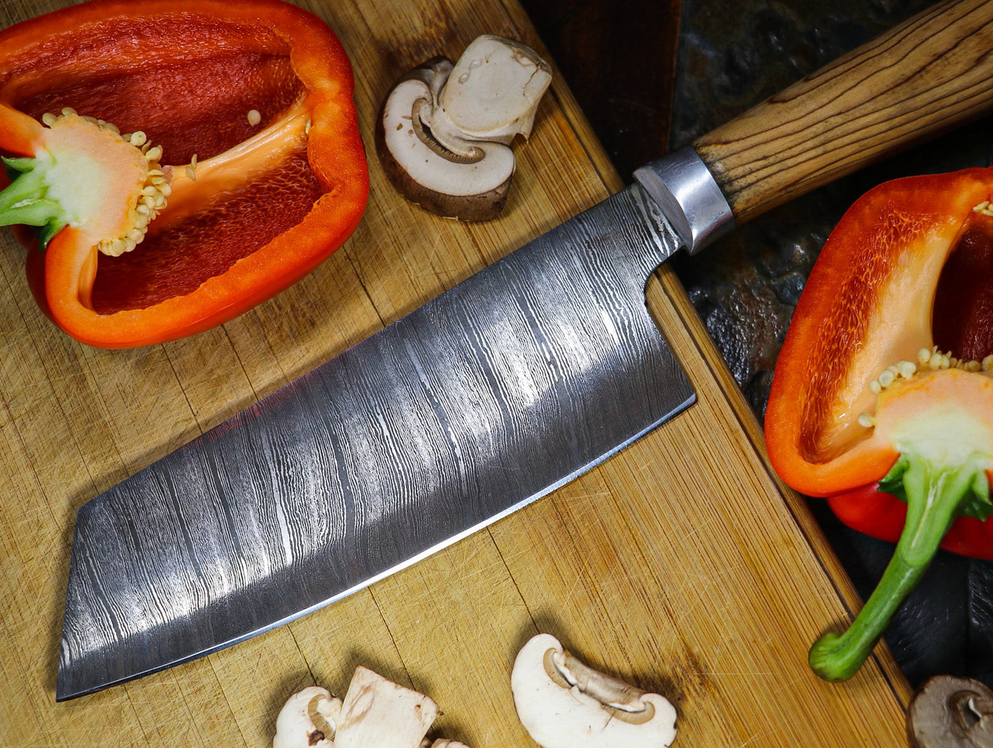 7-Piece Damascus Steel Handmade Kitchen Knife Set | Wooden Handle | Damascus Chef Knife Set - Chef's Edge