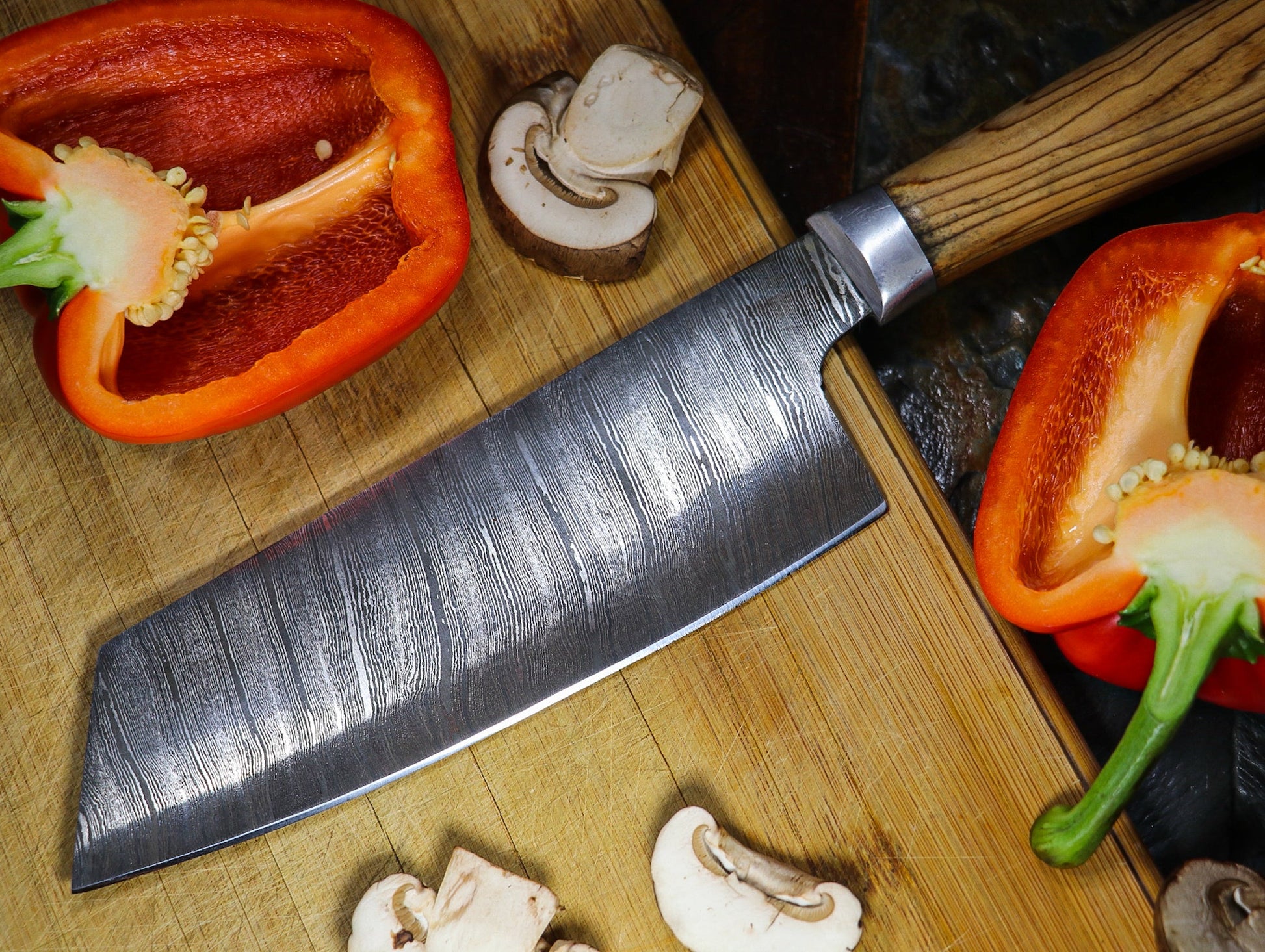 7-Piece Damascus Steel Handmade Kitchen Knife Set | Wooden Handle | Damascus Chef Knife Set - Chef's Edge