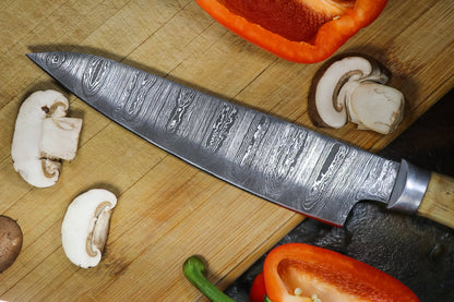 7-Piece Damascus Steel Handmade Kitchen Knife Set | Wooden Handle | Damascus Chef Knife Set - Chef's Edge