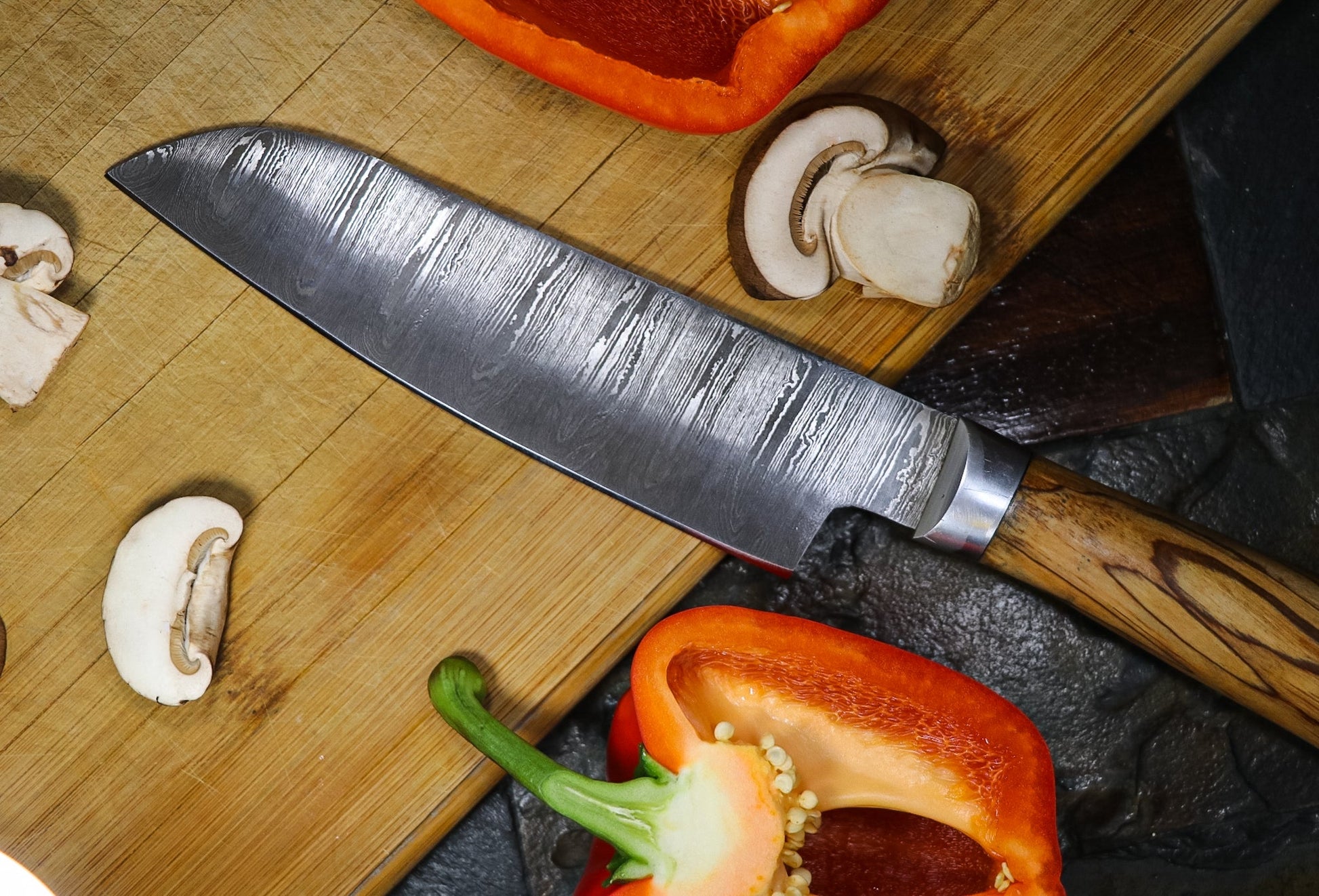 7-Piece Damascus Steel Handmade Kitchen Knife Set | Wooden Handle | Damascus Chef Knife Set - Chef's Edge