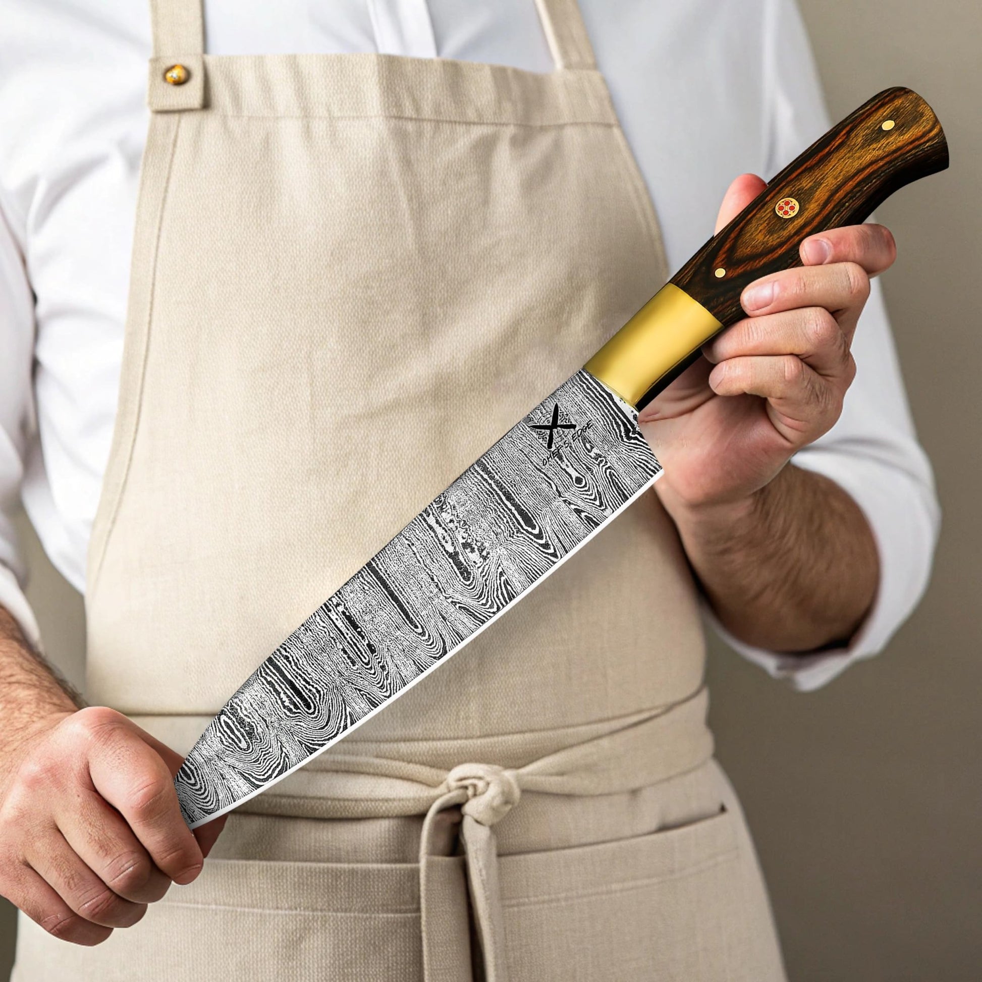 Golden Damascus Chef's Knife - Chef's Edge