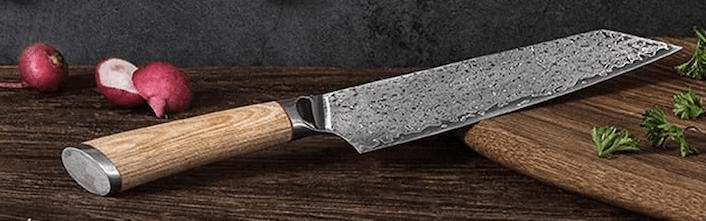 Handmade 7-Piece Damascus Steel Kitchen Knife Set | Raindrop Damascus | Chef's Gift | Solid Wooden Handle | Damascus Chef Knife Set - Chef's Edge