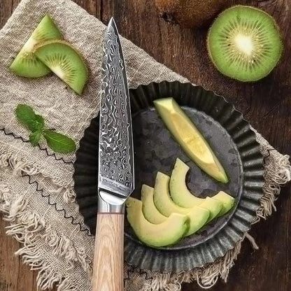 Handmade 7-Piece Damascus Steel Kitchen Knife Set | Raindrop Damascus | Chef's Gift | Solid Wooden Handle | Damascus Chef Knife Set - Chef's Edge